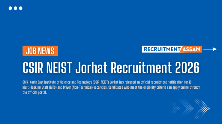 CSIR NEIST Jorhat Recruitment 2026 – 10 MTS & Driver Posts, Online Apply
